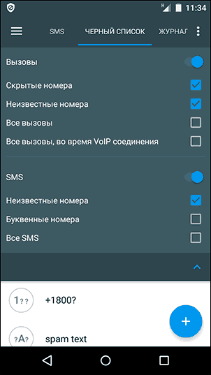 Додаток чорний список для Android