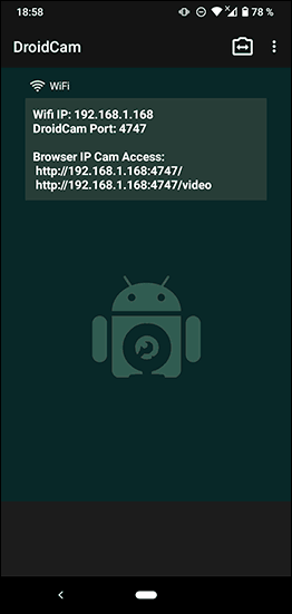 Додаток DroidCam на Android