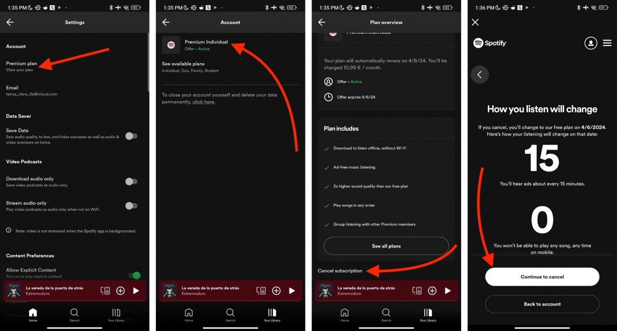 Порядок скасування підписки Spotify Premium